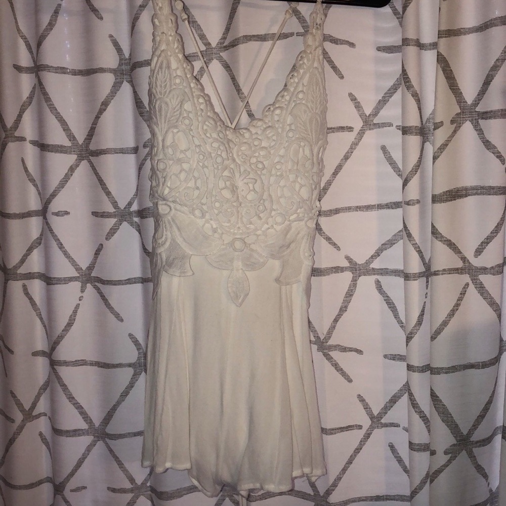 White Crochet Romper - Divaz